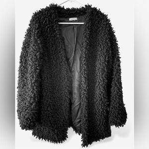 Stylish Black Faux Fur Teddy Jacket - Size M